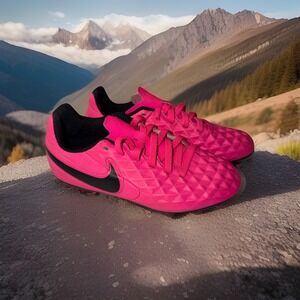 NIKE Tiempo‎ Jr Legend 8 Club FG/MG. Youth Soccer AT5881-600 Pink Black size 12C